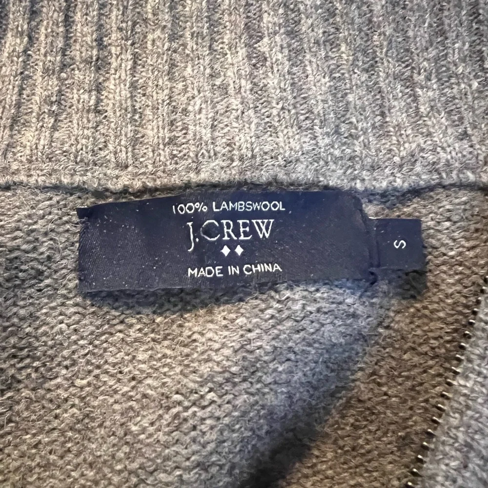 J. Crew Men's 1/4 Zip Up Mock Neck 100%‎ Lambswool Sweater Heather Mink Brown S
